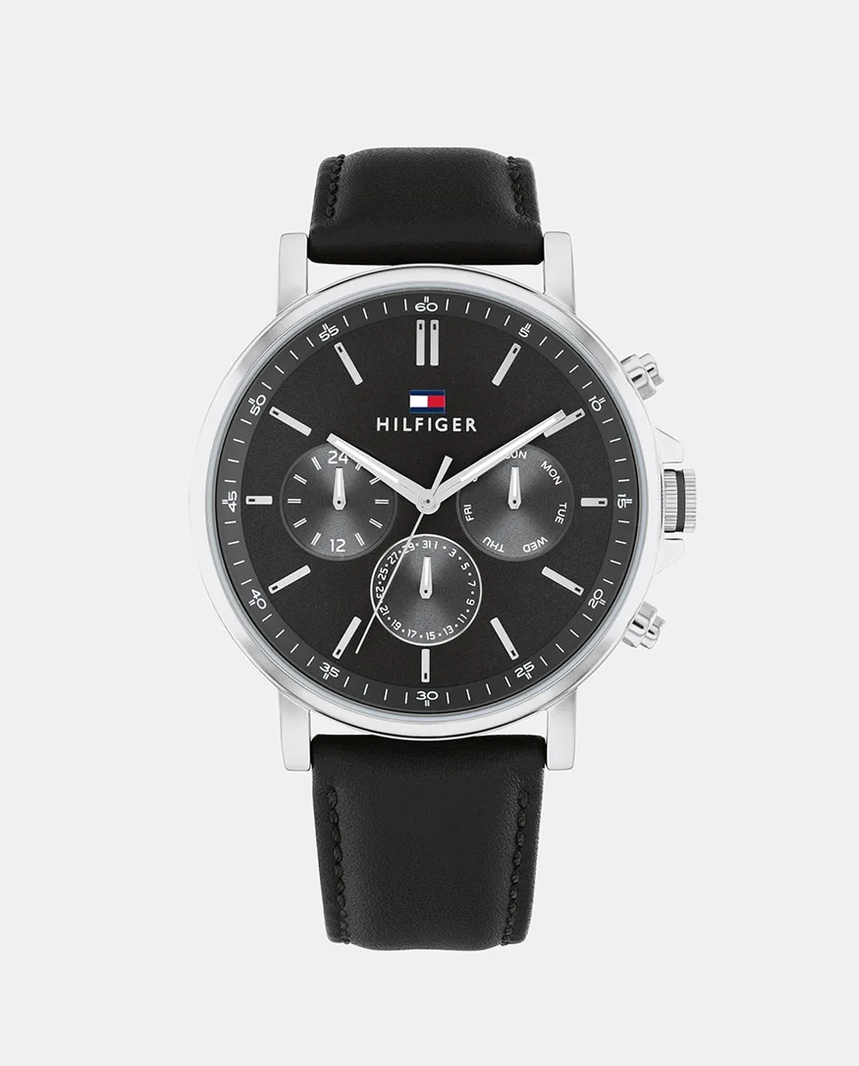 

Многофункциональные черные кожаные мужские часы Tyson 1710586 Tommy Hilfiger, черный