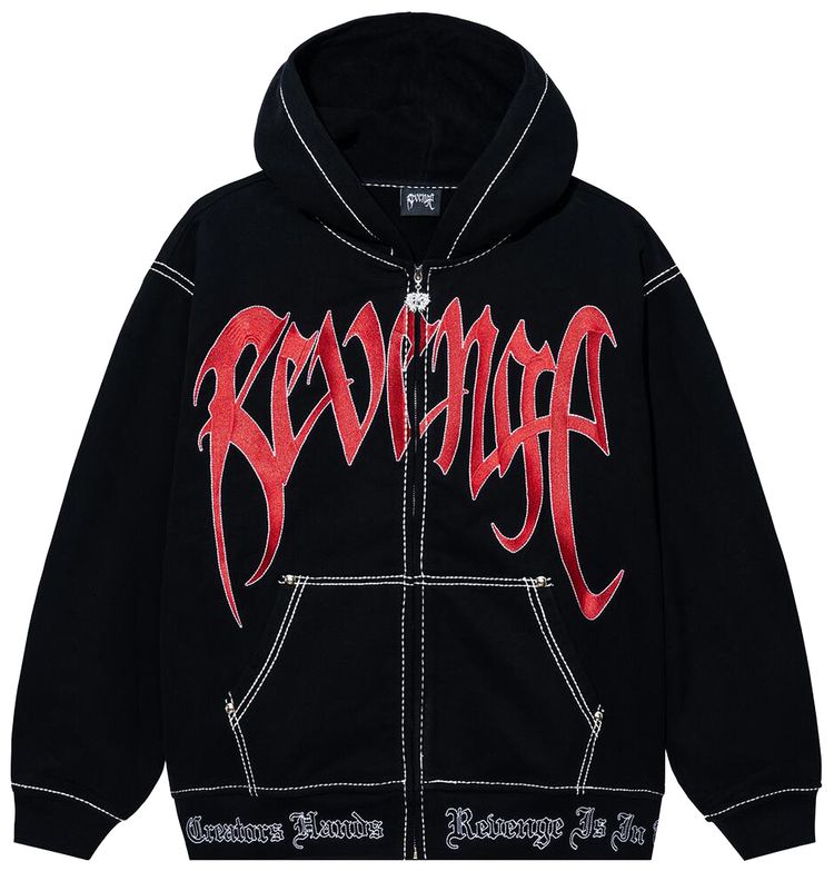 

Худи Revenge Contrast Embroidered Zip Hoodie 'Black/Red', черный