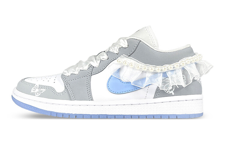 

Кроссовки Air JORDAN 1 Vintage Basketball Shoes Women's Low-Top White Gray Blue