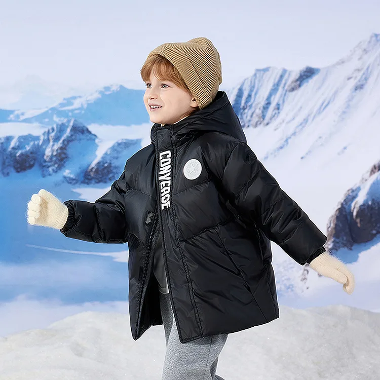 Детская пуховая куртка с капюшоном Converse, черный-черный — фото 4