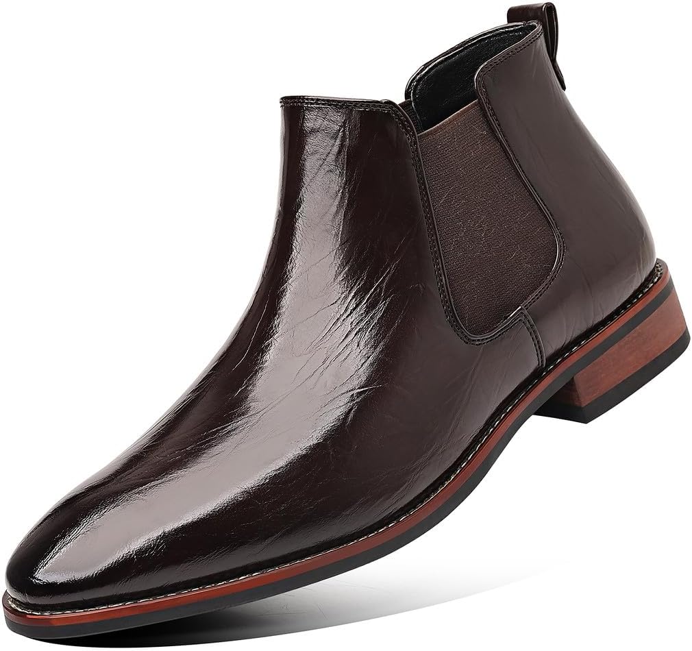 

Мужские кожаные челси Santimon с эластичной вставкой, стильные ботинки на щиколотку для мужчин, модная повседневная и офисная обувь, бордовый