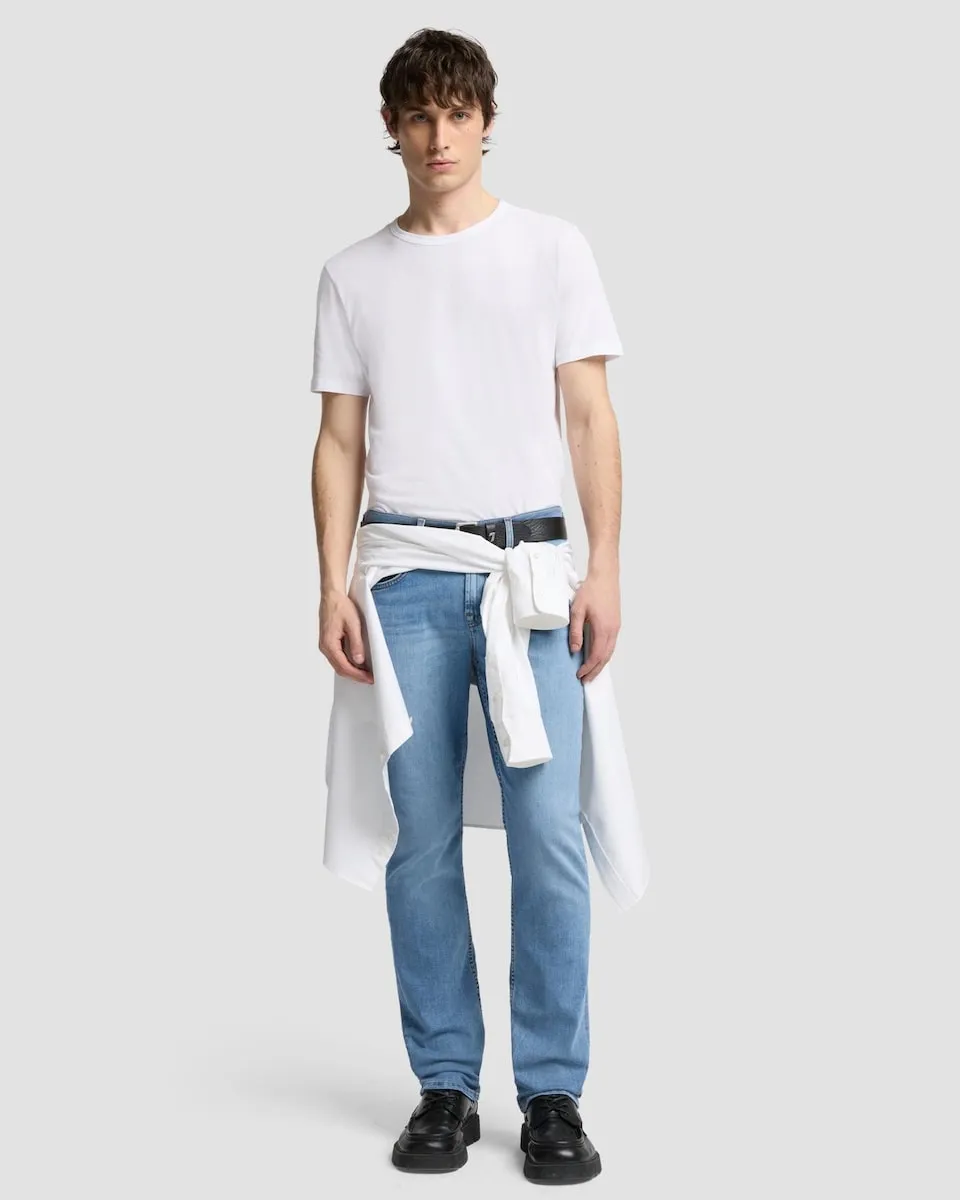 

Мужские джинсы прямого кроя средней посадки светло-голубого цвета 7 For all mankind