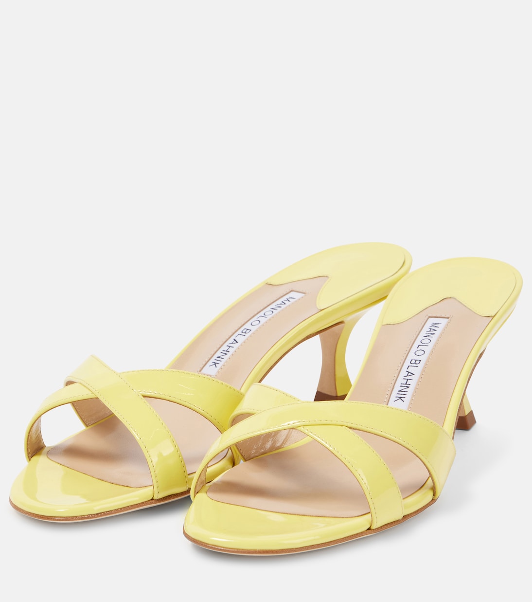 Кожаные сандалии Callamu 50 с лаковым покрытием Manolo Blahnik, 7348 Byel — фото 4