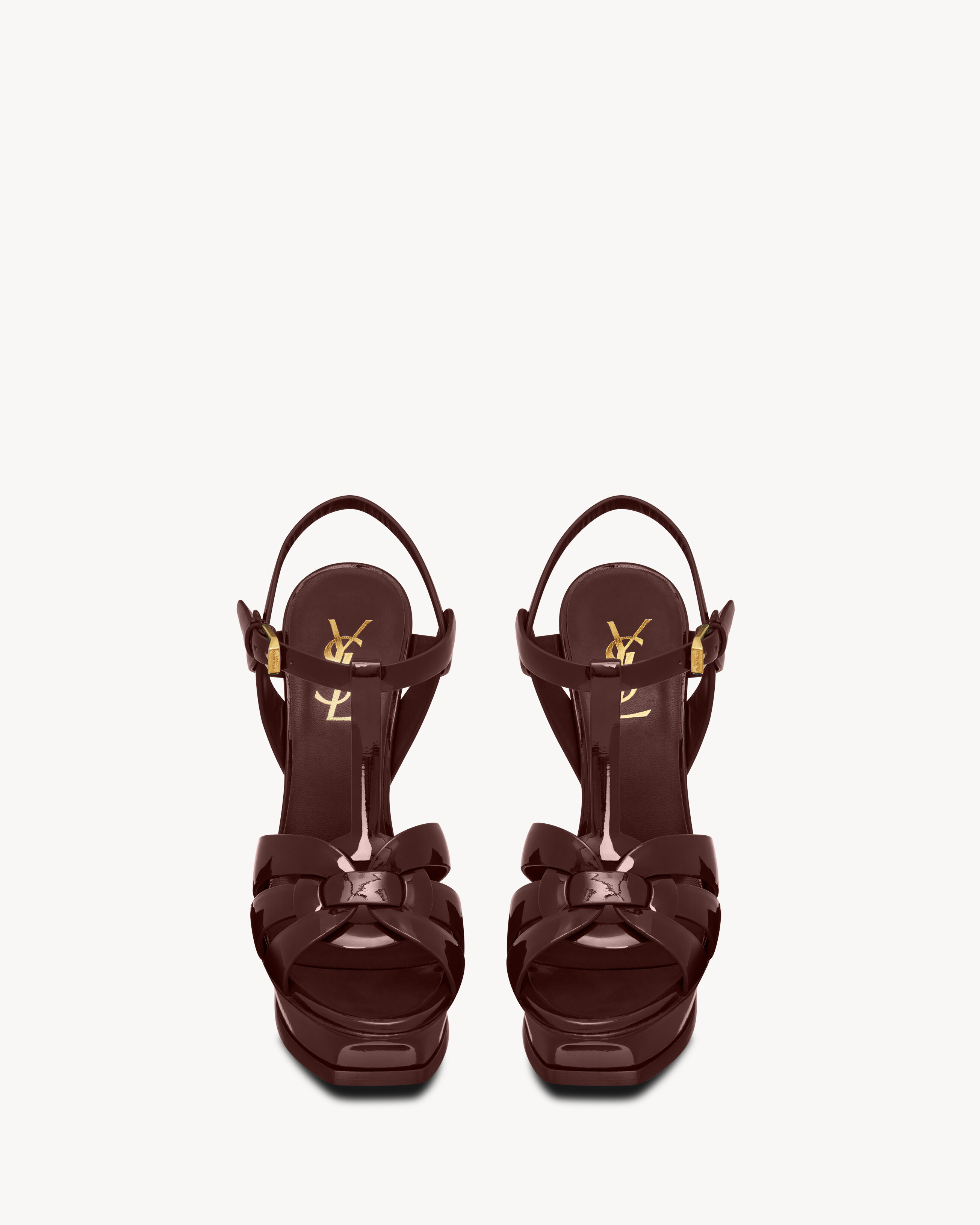 Босоножки на платформе TRIBUTE из лакированной кожи Saint Laurent, красный — фото 2