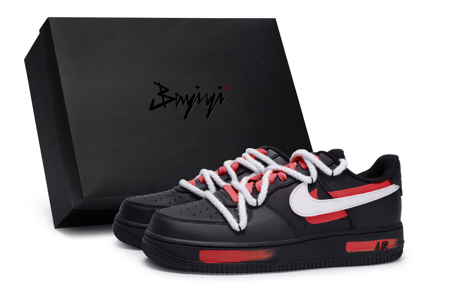 

Nike Кроссовки Air Force 1 Low-Top Unisex черно-бело-красные, цвет Black White Red