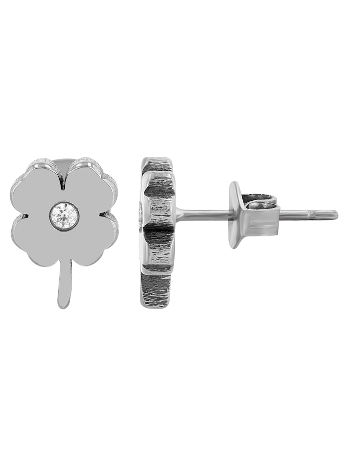 

Adeliás Женские серьги - серьги-гвоздики в форме клеверного листа из титана со стразами белого цвета