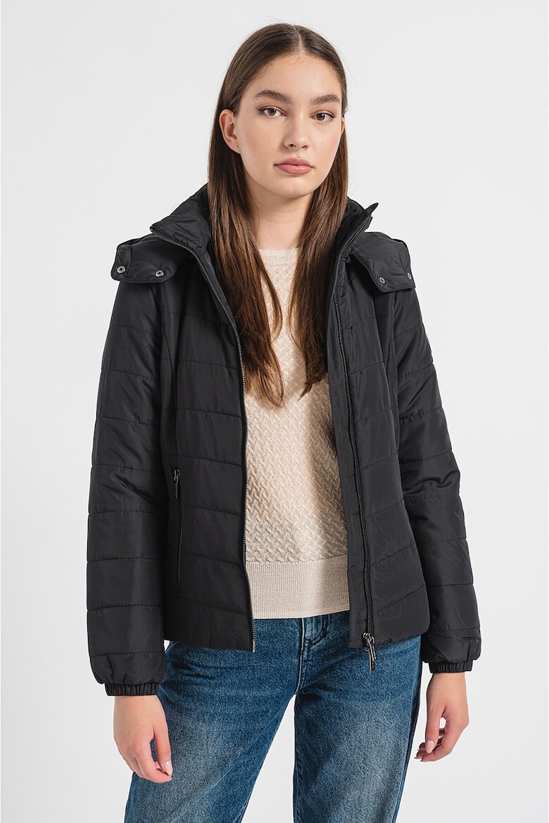 

Зимняя стеганая куртка со съемным капюшоном Armani Exchange, черный