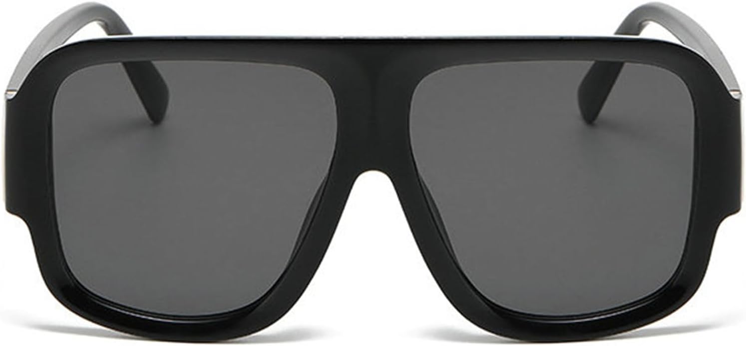 

Willochra — стильные солнцезащитные очки большого размера для женщин и мужчин, с большими тонированными линзами, необычные очки с плоской верхней частью, очки-пилот с защитным экраном, крутые оттенки, Black