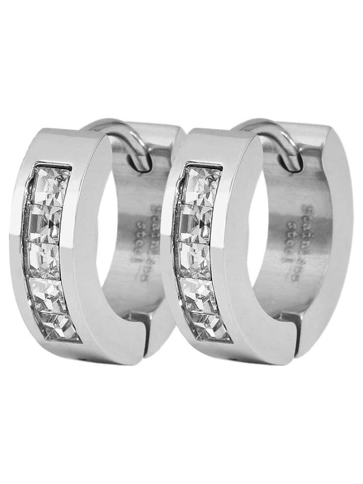 

Adeliás Женские серьги - Серьги-кольца из нержавеющей стали со стразами серебристого цвета