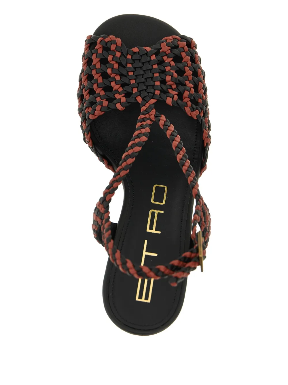 Сандалии из плетеной двухцветной кожи ETRO, черный — фото 3