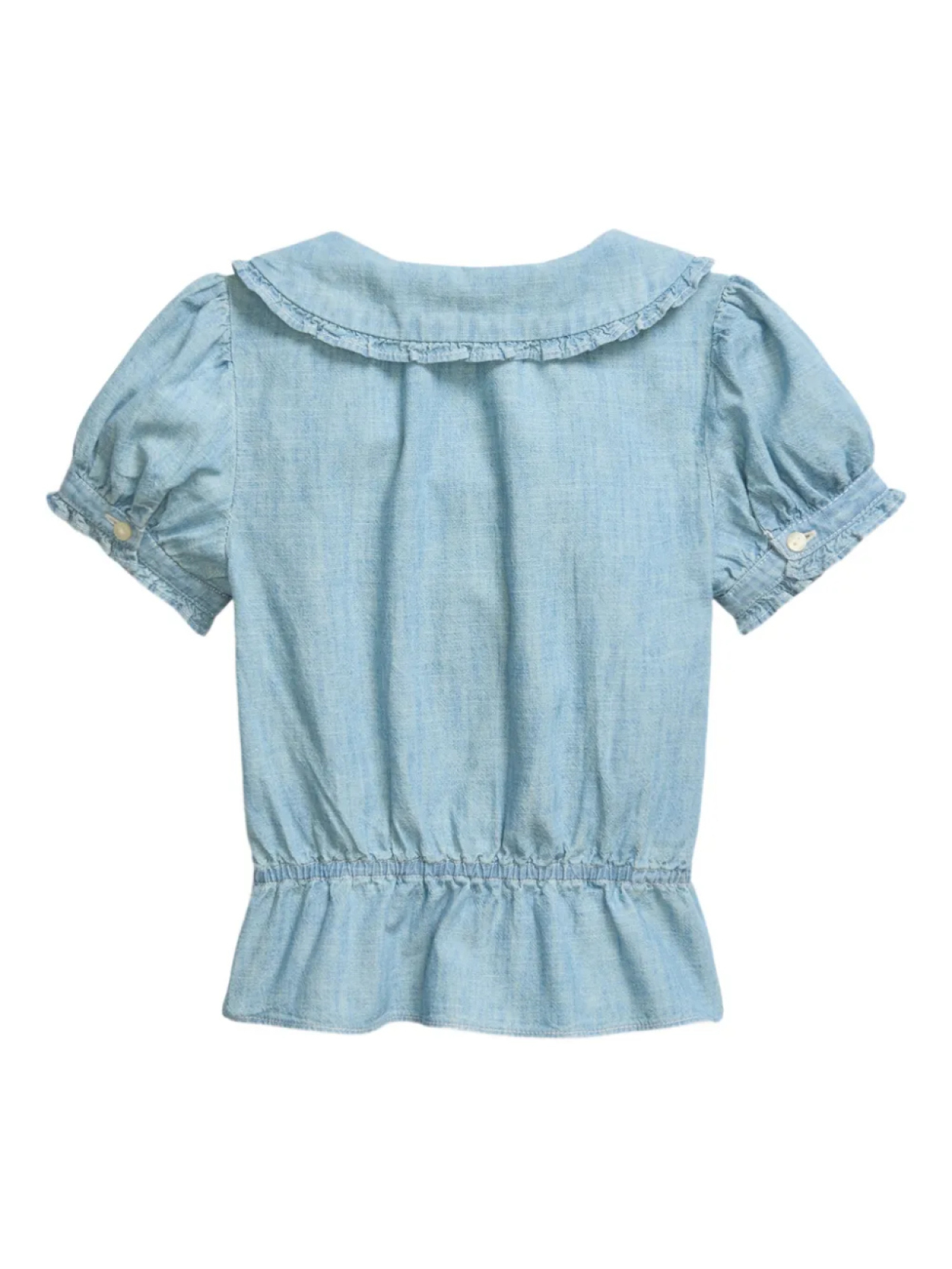 POLO RALPH LAUREN KIDS блузка с оборчатым воротником, синий — фото 2
