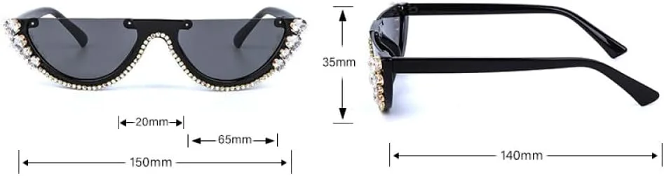 

Модные солнцезащитные очки с полуободковой оправой, украшенные стразами, для женщин, персонализированные очки с бриллиантами, солнцезащитные очки UV400 DSXLY, Black