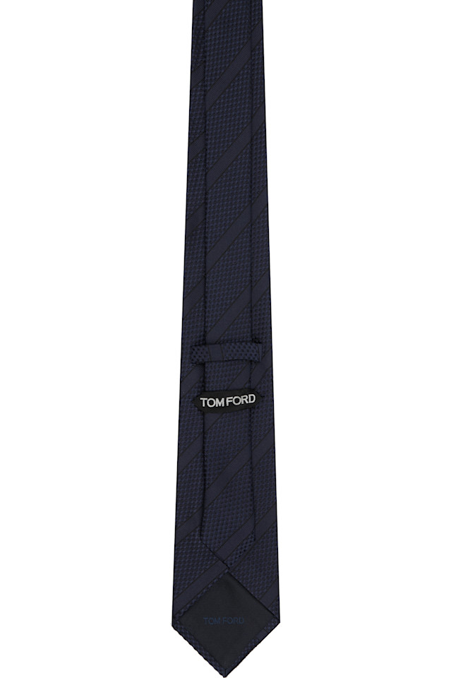 Полковой шелковый галстук Tom Ford, темно-синий — фото 2