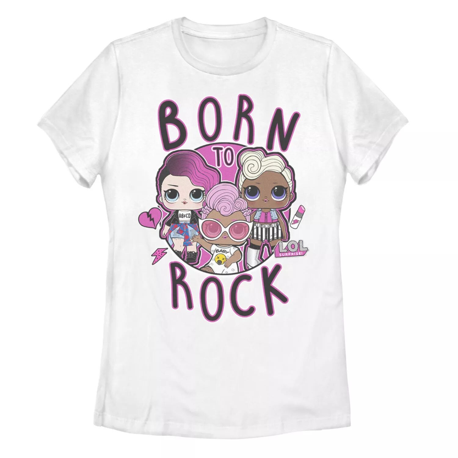 

Юниорская L.O.L. Сюрприз! Футболка с графическим рисунком Born To Rock Licensed Character, белый