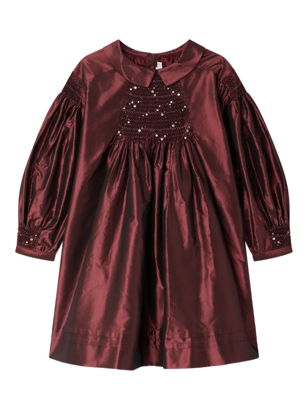 

Шелковое платье с объемными рукавами Bonpoint, красный