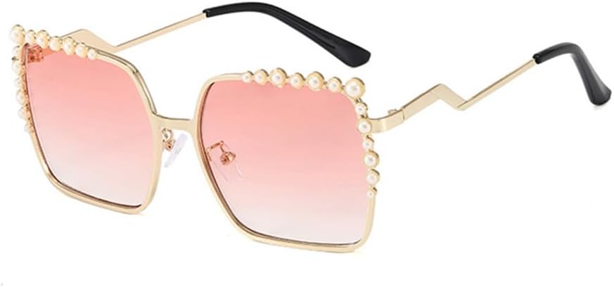 

Крупные солнцезащитные очки с градиентным переходом цвета для женщин, винтажная оправа из сплава с цепочкой и заклепками. Женские солнцезащитные очки MTZJH, 06 Gold-pink