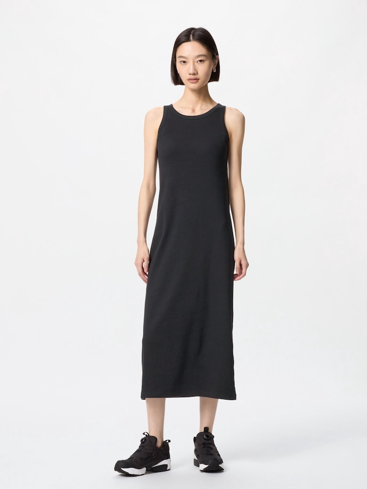 

Платье с чашечками в рубчик длинное Uniqlo, черный
