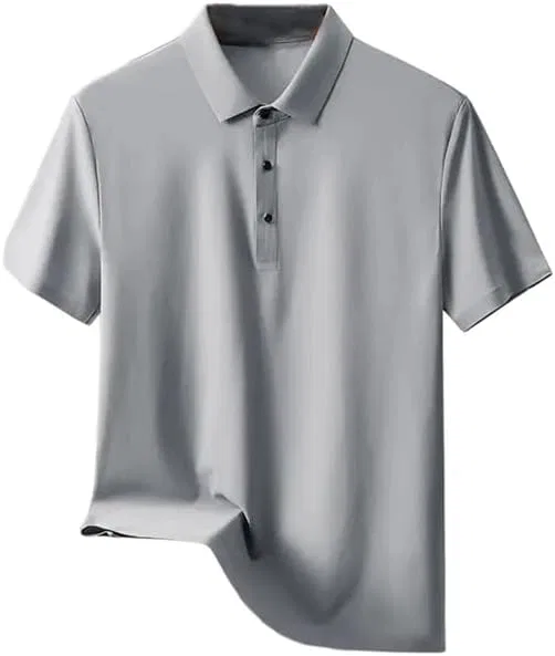 Поло мужское из шелка, Solid, Light Gray