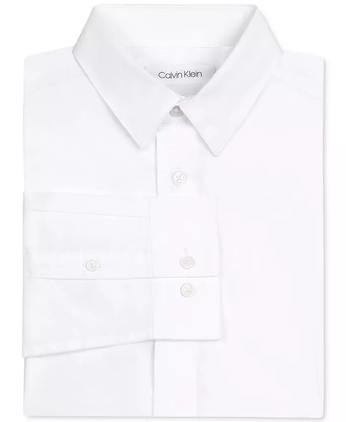 Рубашка из плотного эластичного поплина для больших мальчиков Calvin Klein, белый — фото 4