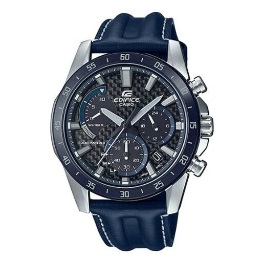 

Часы CASIO Waterproof Sports Shockproof Solar Powered EDIFICE Quartz Mens Blue Analog, синий