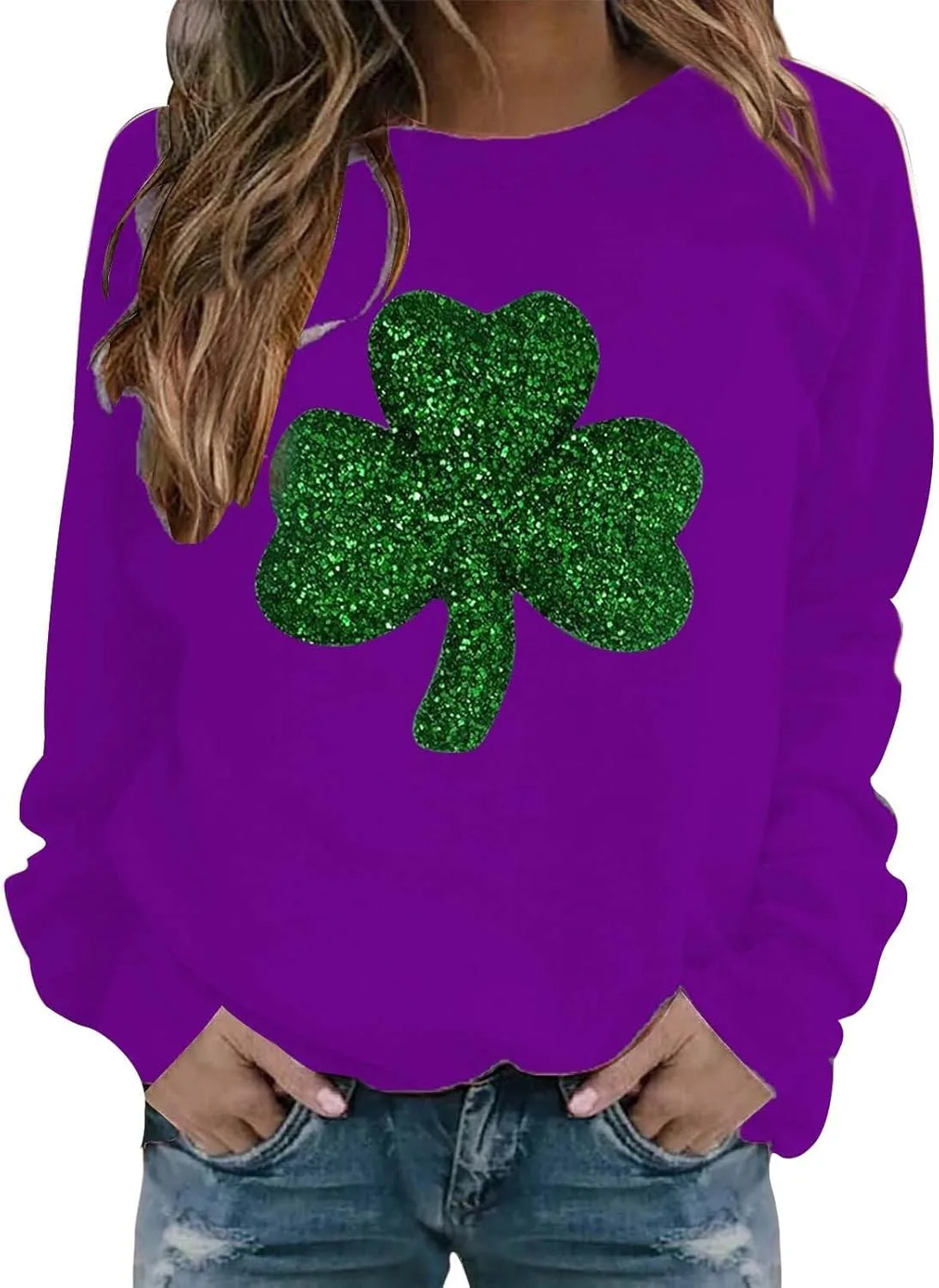 

Свитшот Shamrock для женщин, Plus Size, с длинным рукавом