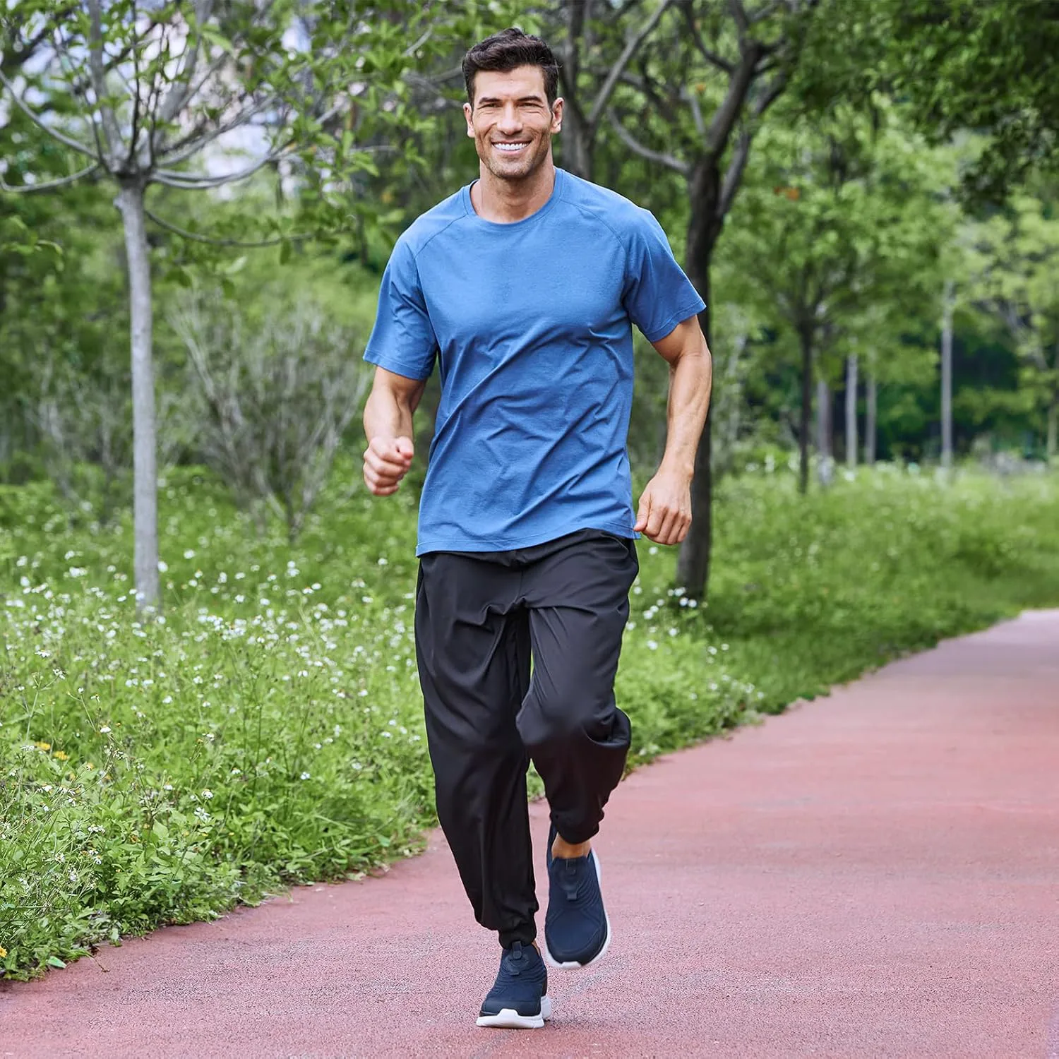 Мужские кроссовки FitVille с широкой колодкой, без шнурков, дышащие, удобные ортопедические туфли для всего дня стояния - Step Ease V1, синий — фото 3