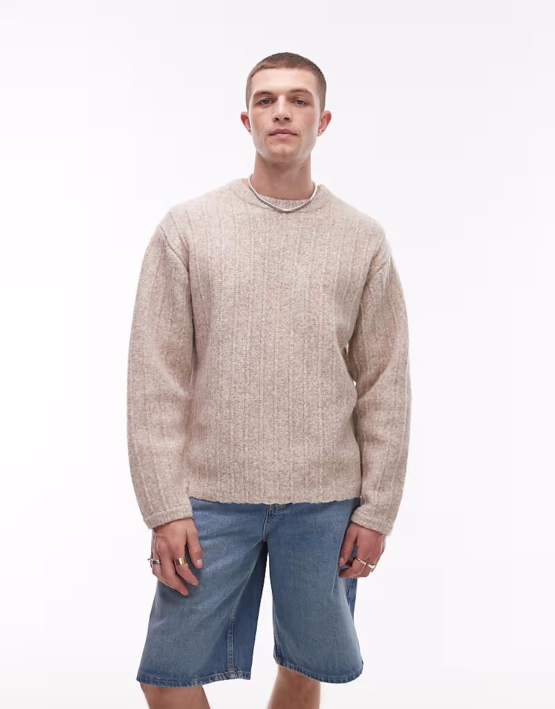 

Джемпер Topman с круглым вырезом в рубчик