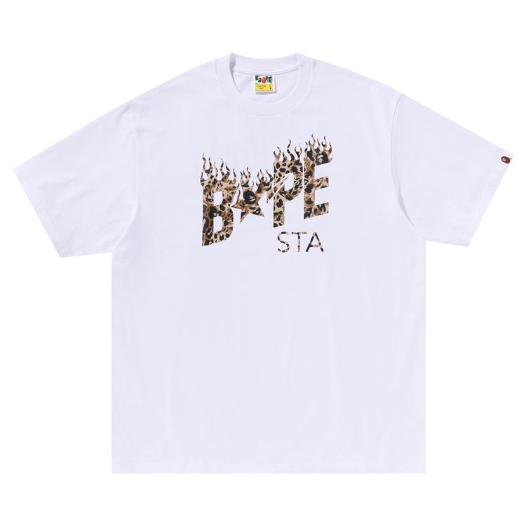 

Футболка BAPE Wild Leopard Pattern BAPE Sta Logo Relaxed Fit Tee, белая, Белый, Футболка BAPE Wild Leopard Pattern BAPE Sta Logo Relaxed Fit Tee, белая