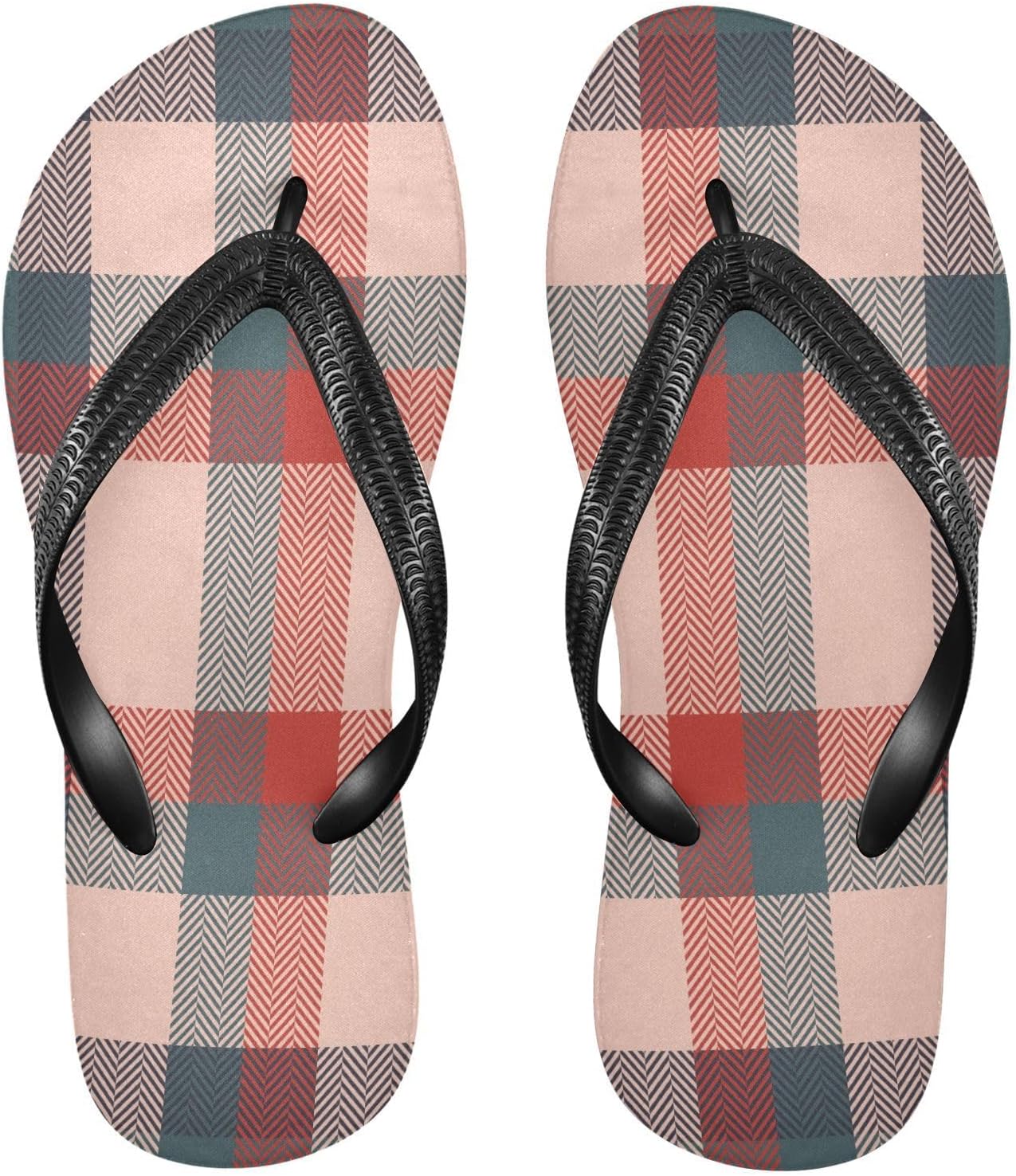 

Женские и мужские пляжные шлепанцы Buffalo Plaid розовые, резиновые, нескользящие, летние тапочки, сандалии для душа Sinestour