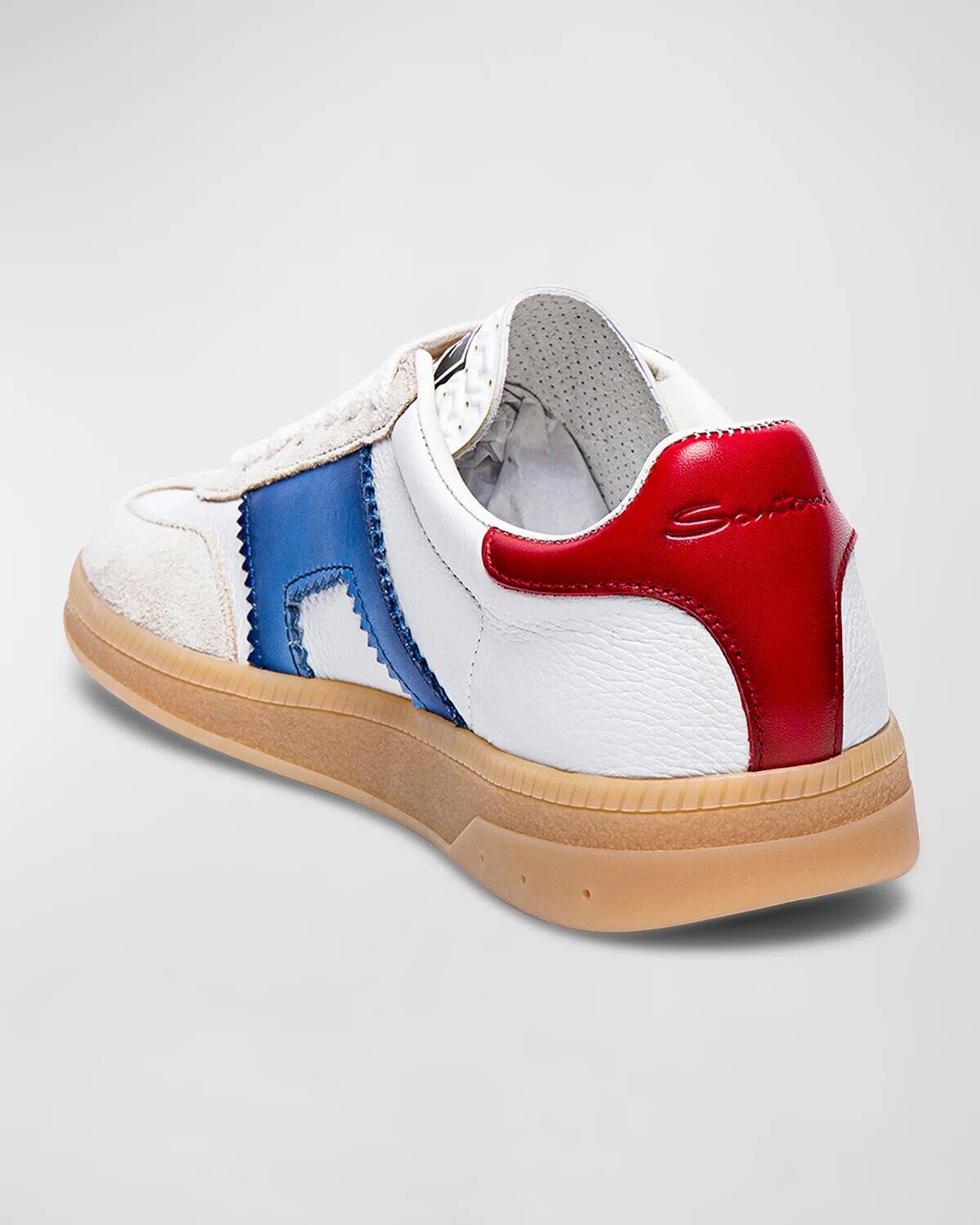 Низкие кеды DBA из смешанной кожи Santoni, белый — фото 3
