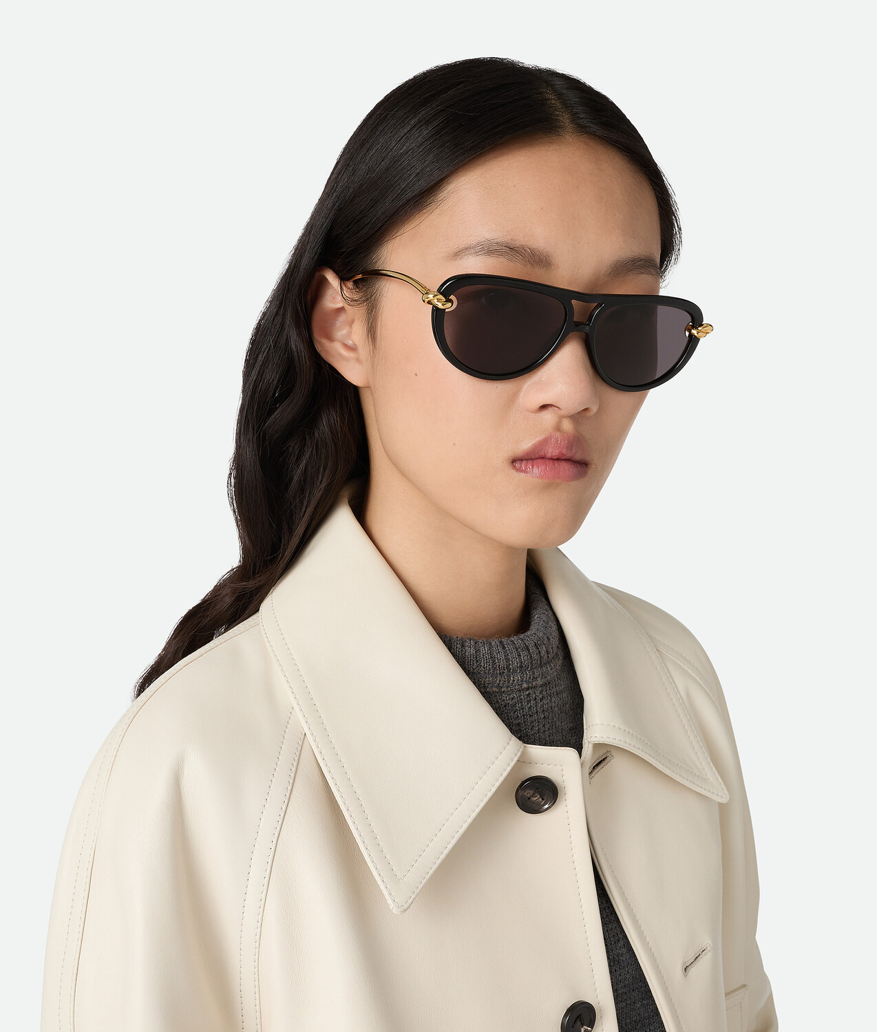 Knot aviator sunglasses BOTTEGA VENETA, черный/серый — фото 2