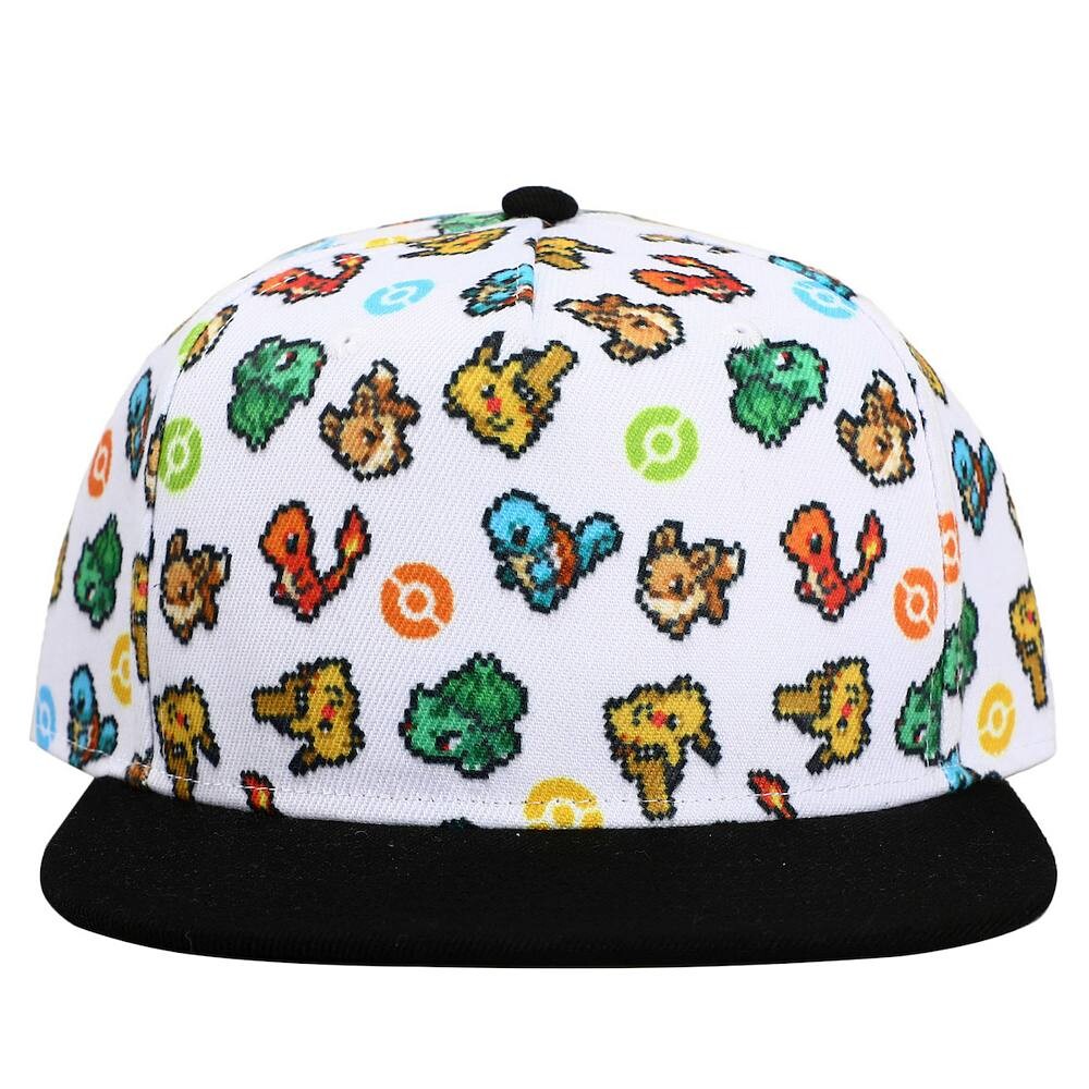 

Мужская бейсболка Snapback с принтом Pokemon Starters и Eevee со сплошным принтом Licensed Character, белый