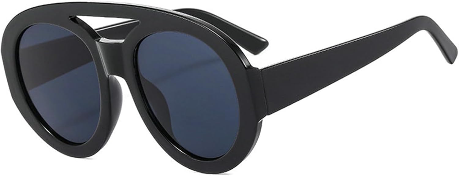 

Винтажные солнцезащитные очки Willochra с двойным дужком, круглые, увеличенного размера, для женщин, модные, для вечеринок, градиентные, сексуальные женские очки F25, Black