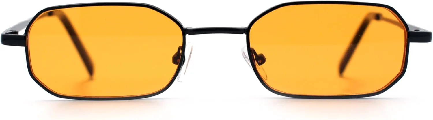 

SA106 Неподвластные времени культовые хипстерские солнцезащитные очки в металлической оправе, узкие, прямоугольные, плотно прилегающие к телу, Black - Orange