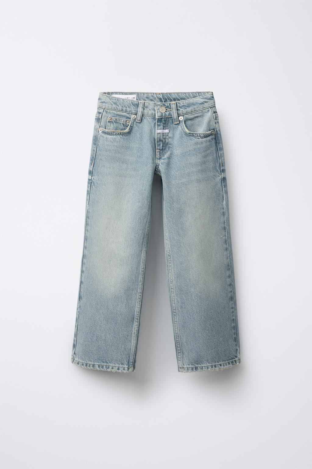 

Широкие, перекрашенные закрытые джинсы ZARA, синий