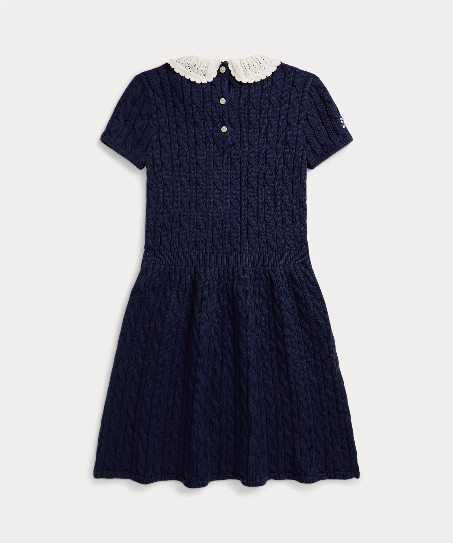 Детское хлопковое платье POLO RALPH LAUREN CHILDRENSWEAR тёмно-синее — фото 2