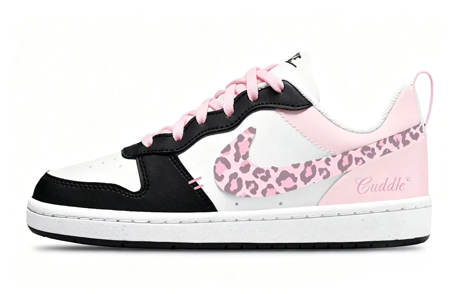 Кроссовки Court Borough Leather Low Top детские для скейтбординга Black Pink унисекс Nike — фото 3