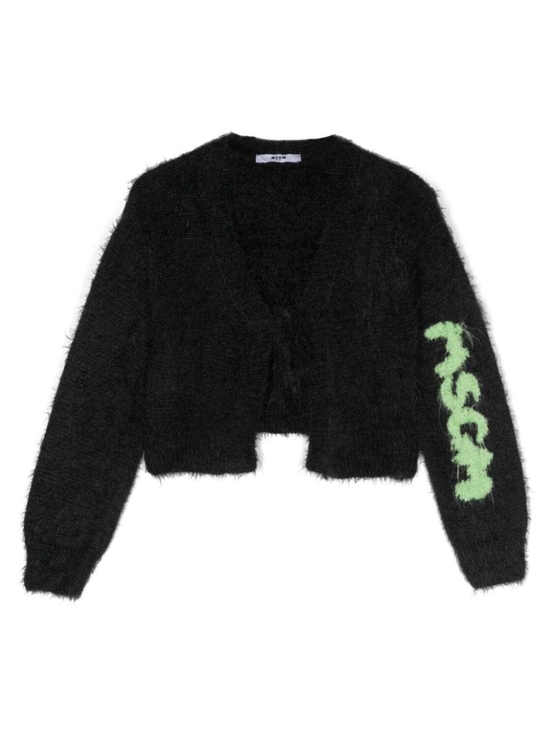 

MSGM Kids кардиган вязки интарсия с логотипом, черный
