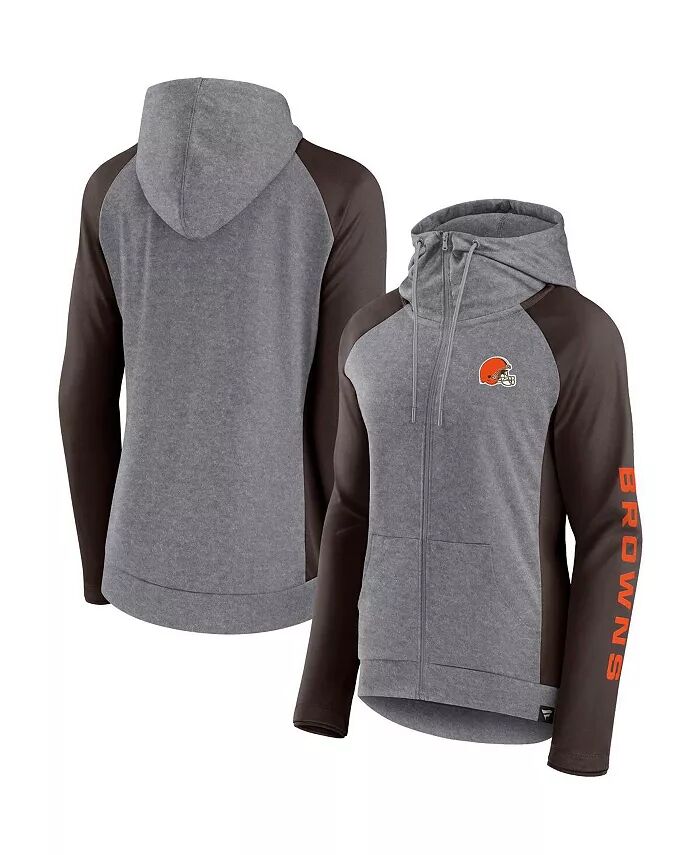 

Женская толстовка с капюшоном Cleveland Browns Blind Side цвета серый, коричневый с капюшоном и молнией Fanatics