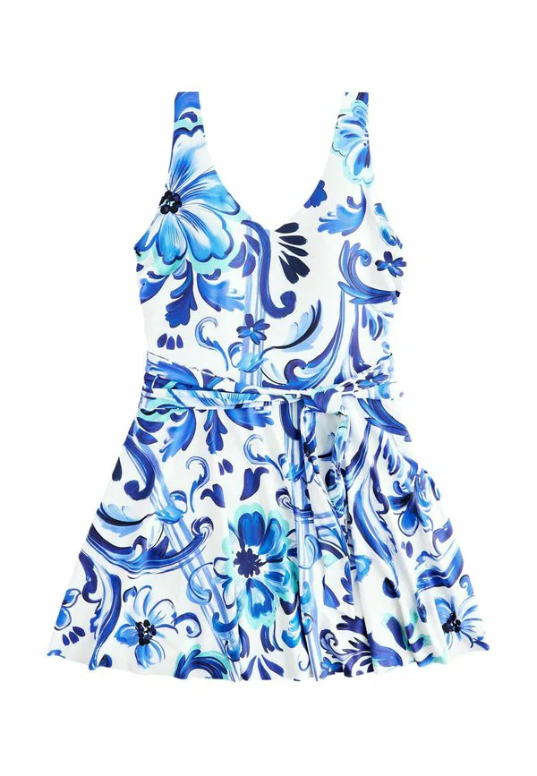 

Платье-Купальник с юбкой, подчеркивающее фигуру и создающее эффект утягивания живота. пляжный аксессуар. Next, White Blue Porcelain, Белый, Платье-Купальник с юбкой, подчеркивающее фигуру и создающее эффект утягивания живота. пляжный аксессуар. Next, Whit