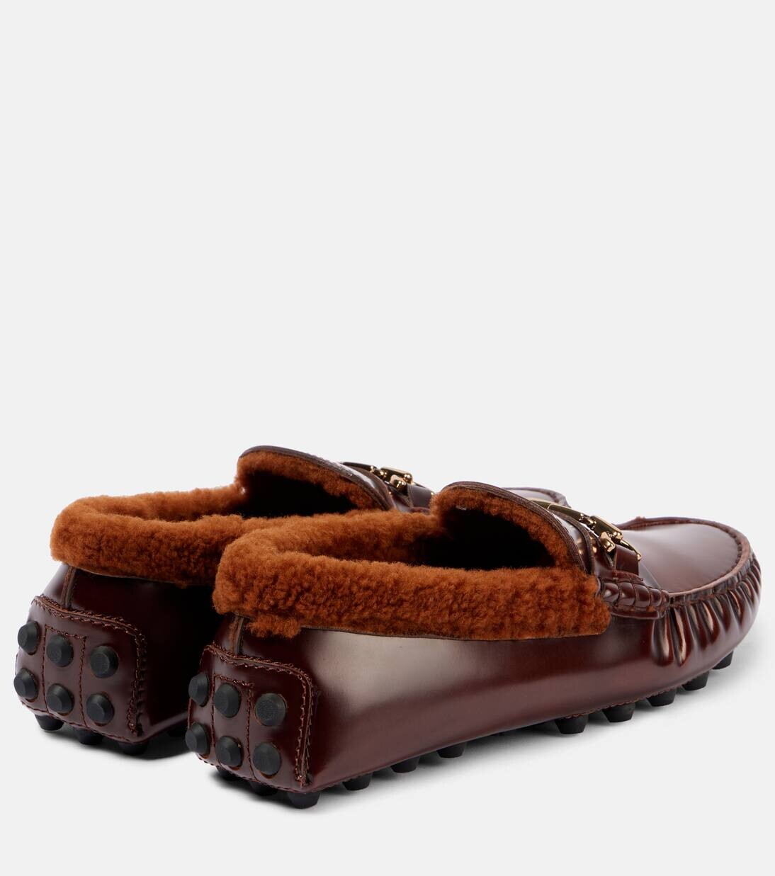 Кожаные мокасины с отделкой из овчины Tod'S, цвет cuioi scuro + cognac — фото 2