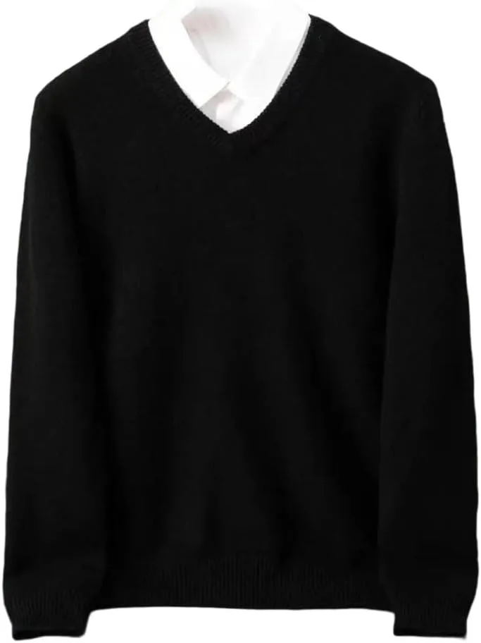 

Мужской вязаный пуловер с V-образным вырезом из мягкой шерсти