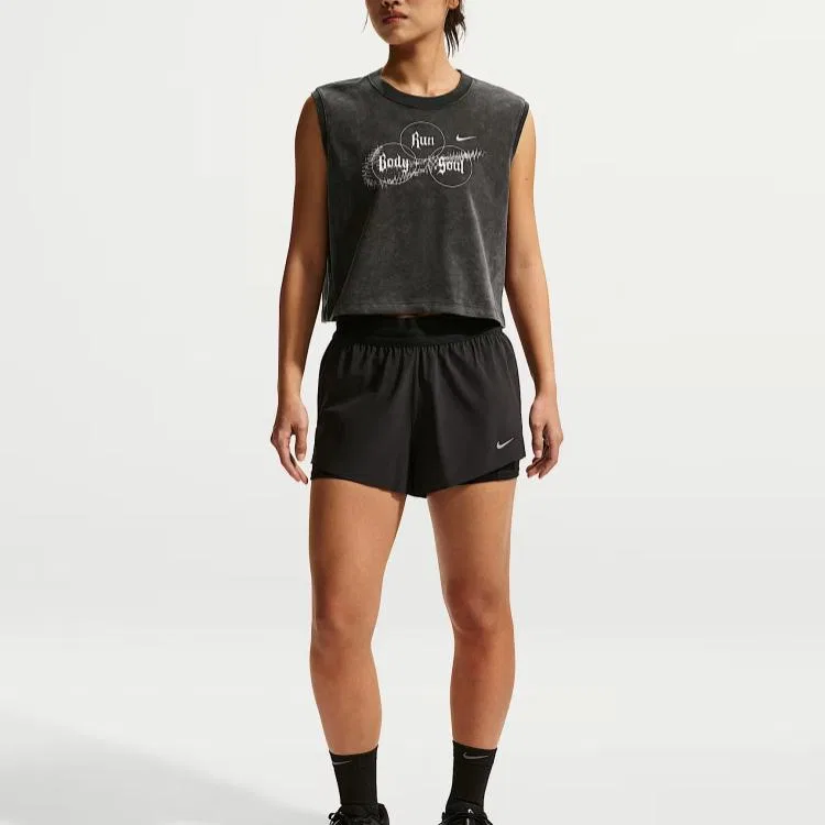 Женский топ для бега Dri Fit Nike, Gray Black — фото 4