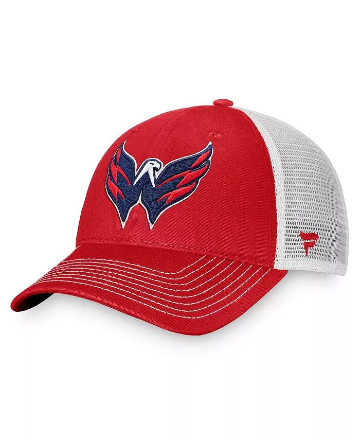 

Мужская красная, белая кепка-кнопка с застежкой-молнией Washington Capitals Core Primary Trucker Fanatics