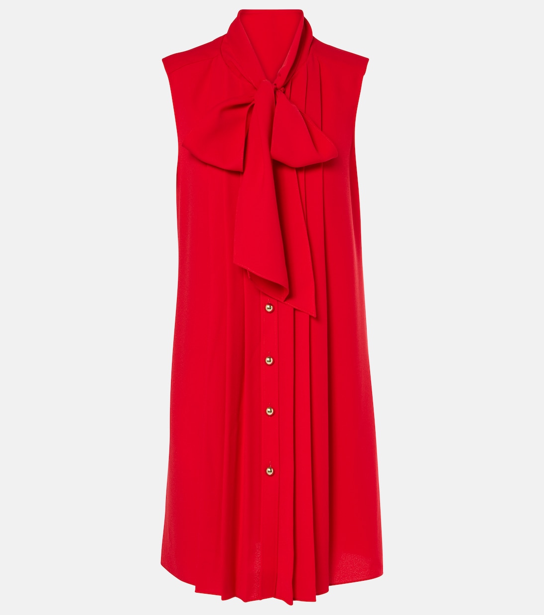 

Мини-платье с завязкой на шее и складками Carolina Herrera, Lacquer Red