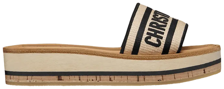 Шлепанцы Dior Wmns DWay Slide 'Raffia Black', кремовый
