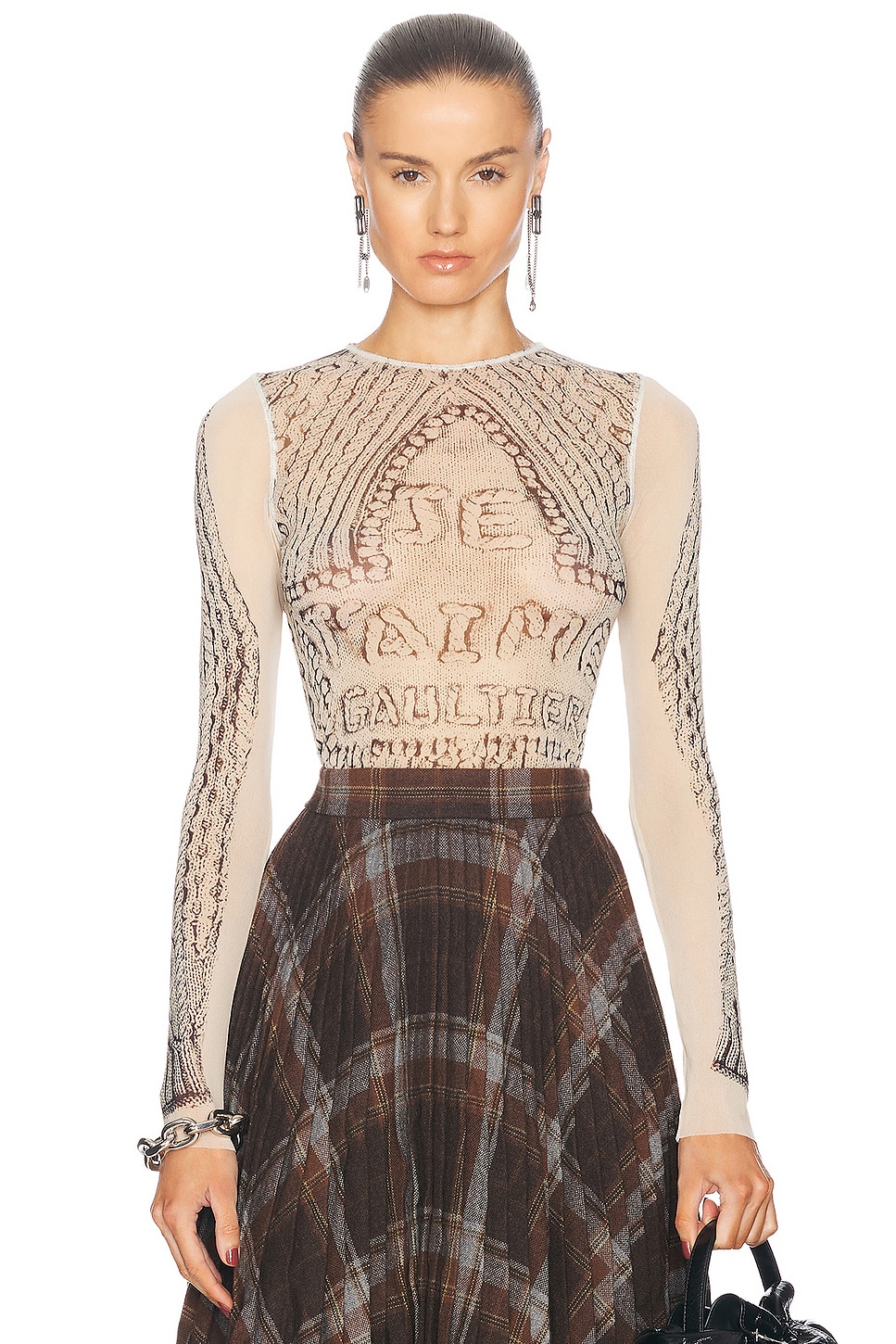

Свитер, топ с длинными рукавами «Я люблю тебя» Jean Paul Gaultier, цвет Light Beige & Black