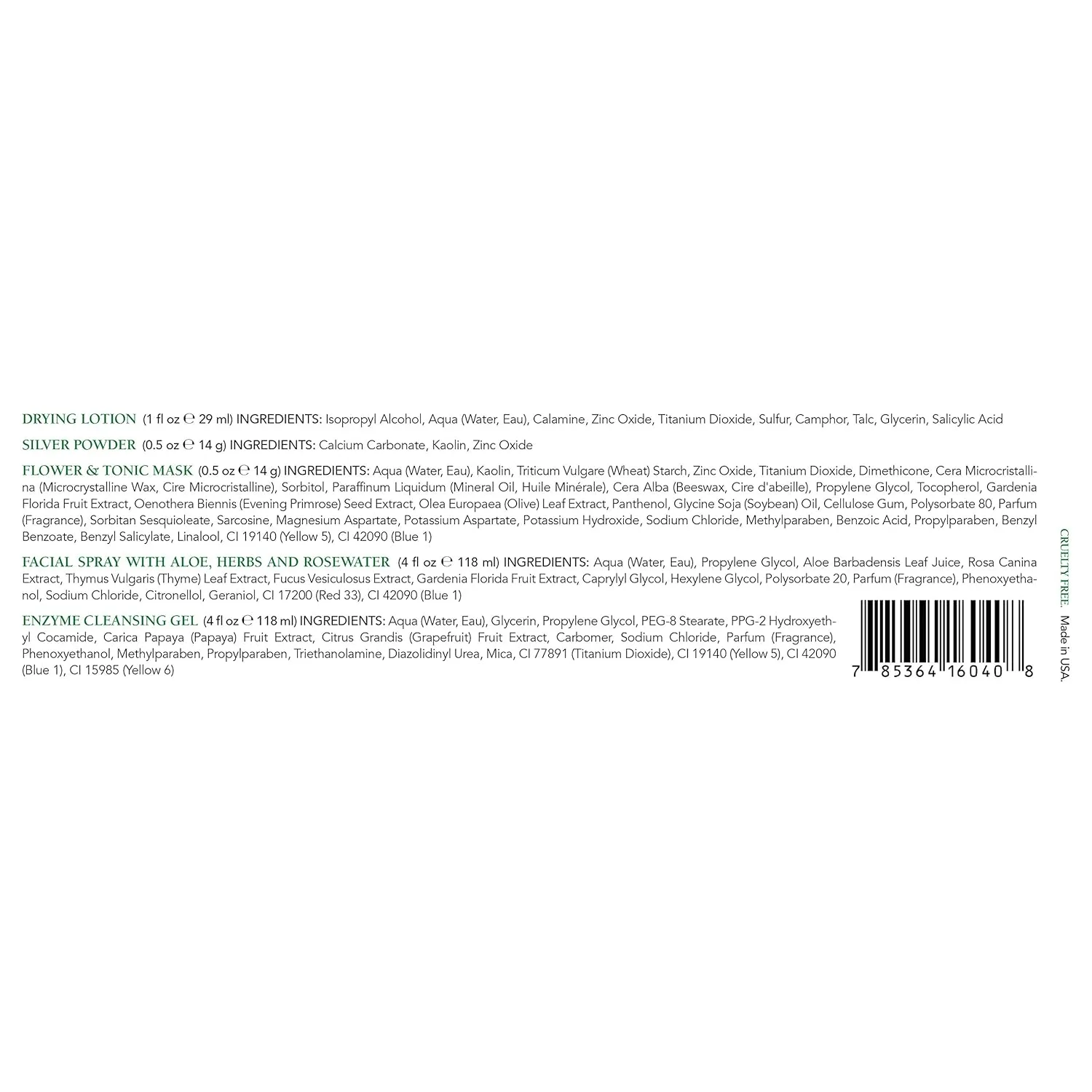 Набор Mario Badescu Essentials из 5 предметов: лосьон для проблемной кожи, розовая вода, серебряный порошок, очищающий гель и маска Набор из 5 штук — фото 2