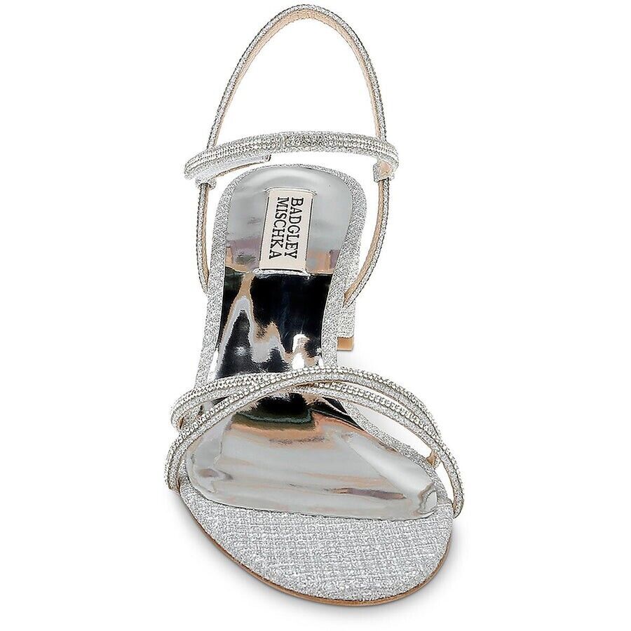 Бадгли Мишка Ультима Сандалии Женские 7 Кожа Декорированные На платформе Badgley Mischka, серебряный — фото 3
