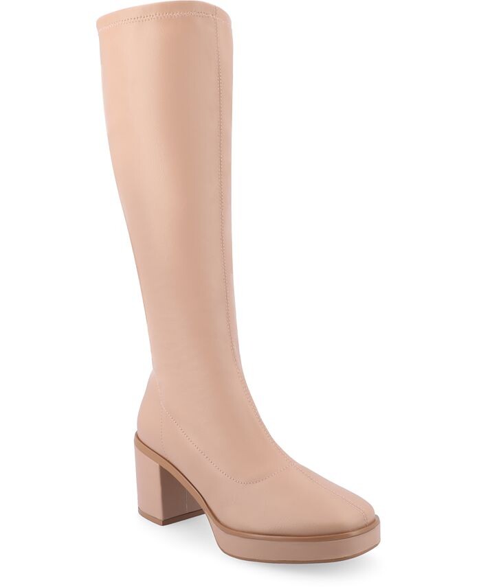 Женские сапоги Alondra Tru Comfort из пеноматериала, широкой ширины, на платформе, с квадратным носком, стандартные ботинки до середины икры Journee Collection, фиолетовый
